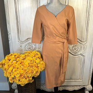 MUXXN Lovely Fall Pumpkin Spice Retro Pinup 50’s Old Hollywood Mid Sleeve Dress
